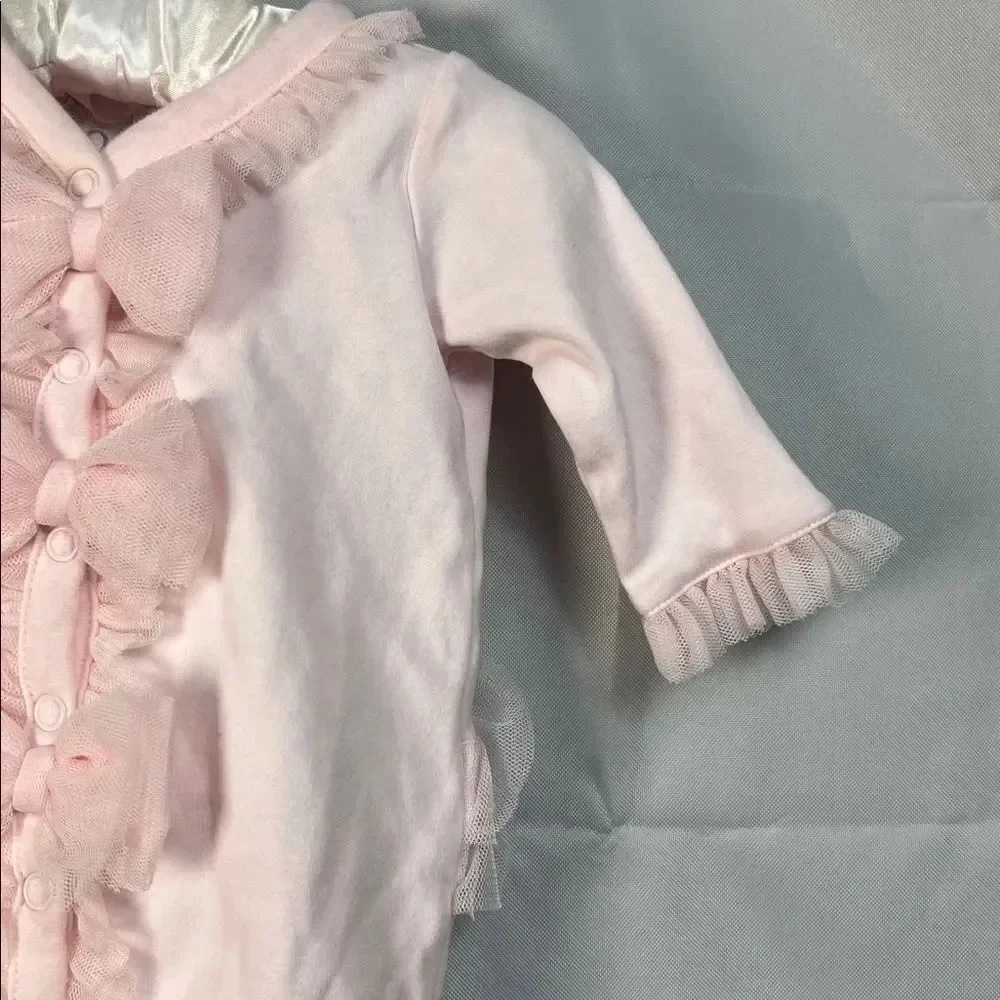 FAO pink ruffles and bows one piece footed jumpsuit size newborn